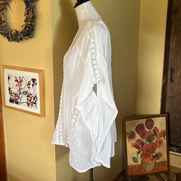 BLUE ISLAND Size XL Swim Coverup Ethereal Embroidered V-Neck Gauzy Lightwgt NEW - Picture 6 of 16